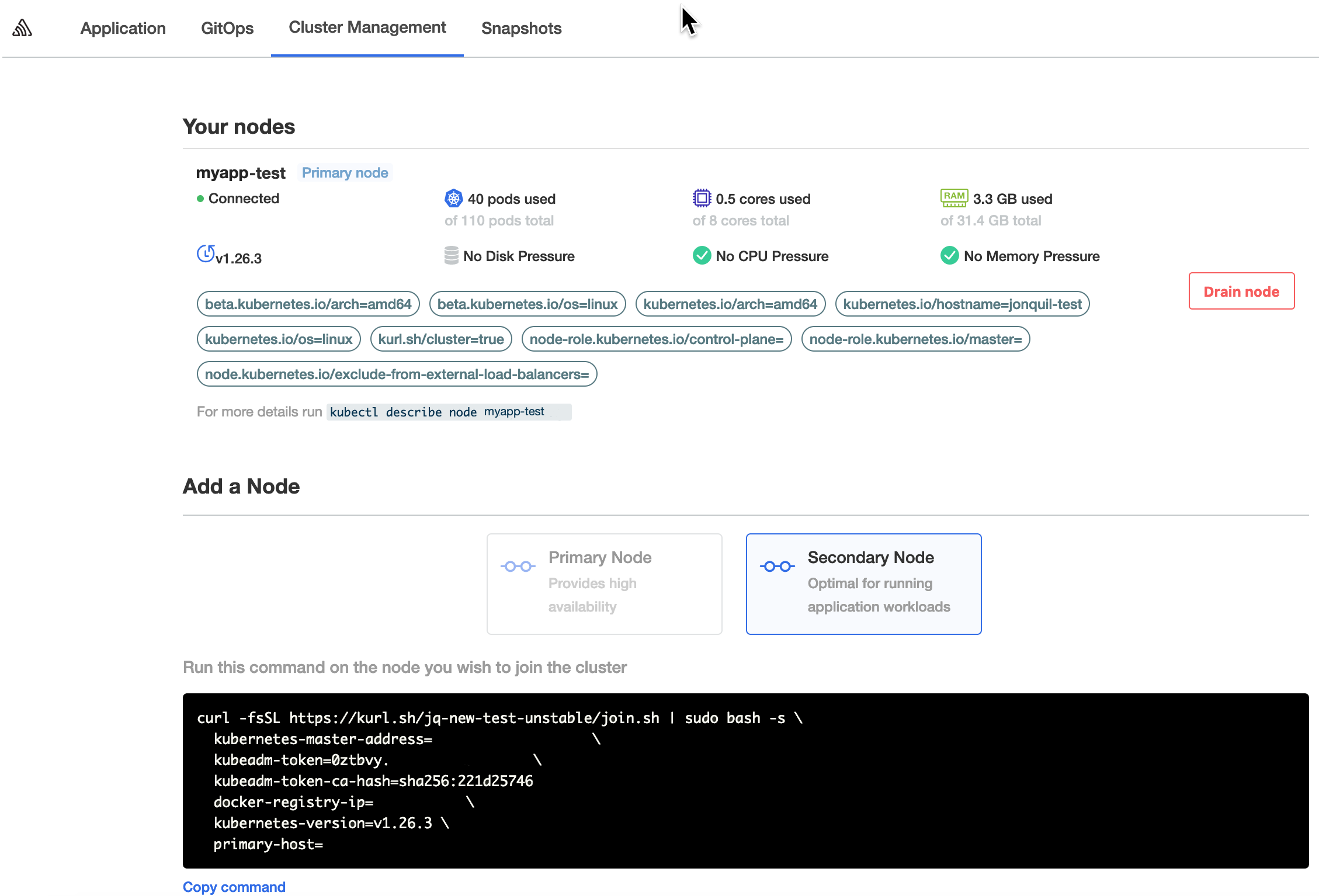 Join node in Admin Console